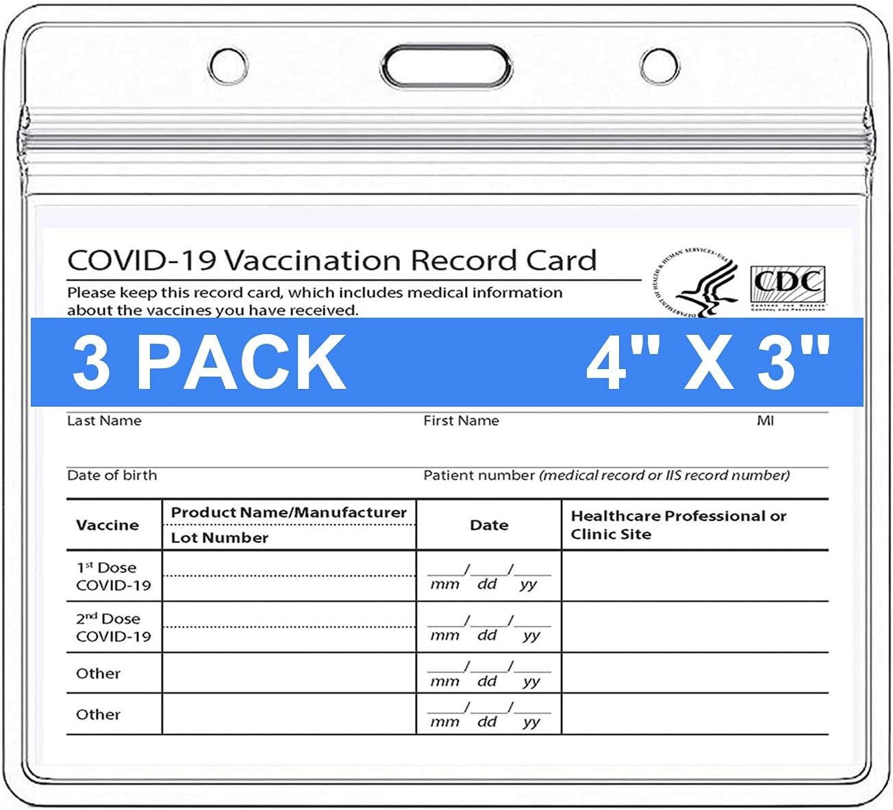 4 x 3 inches CDC Card Protector Clear Plastic Card Holder Sleeves Waterproof Resealable Zip