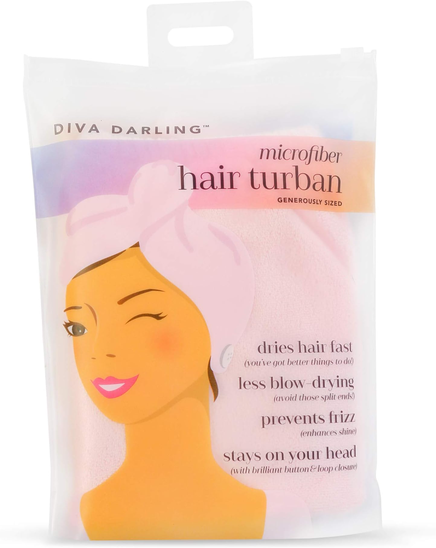 AQUIS Diva Darling, Easy to Use & Super Absorbent Microfiber Hair Turban, Pink