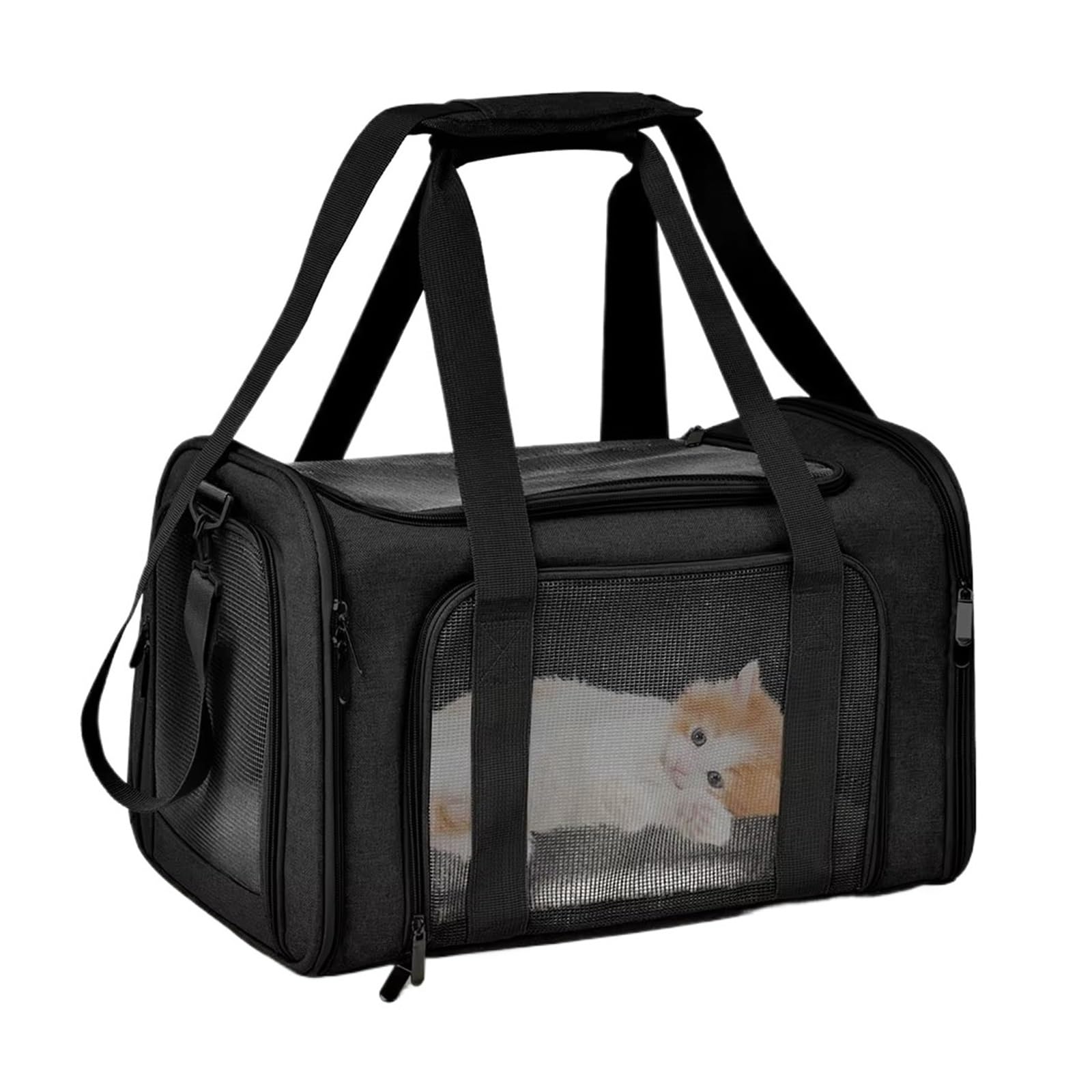Sac de voyage pliable chat et chien noir 50x34x24cm