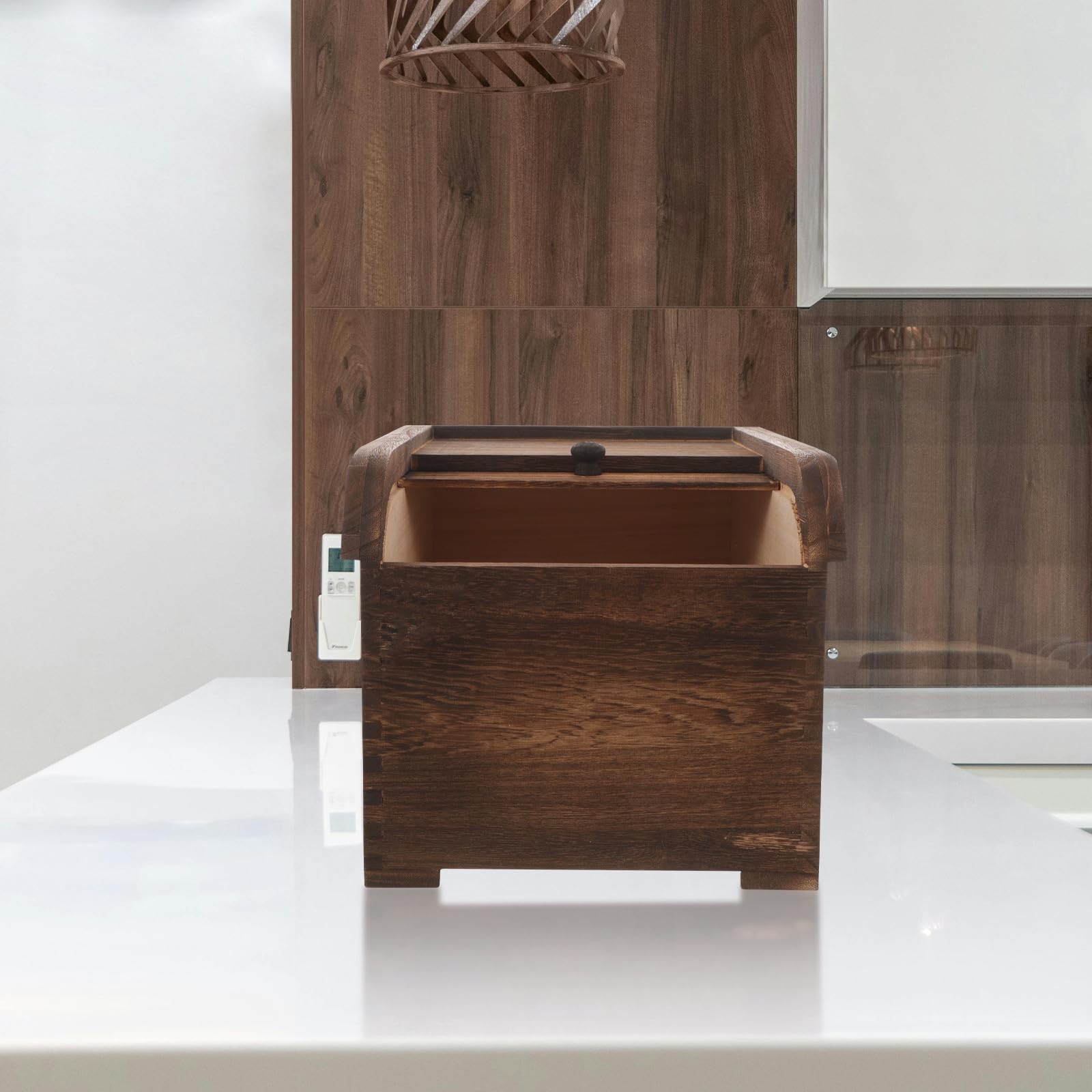 Cubo de Arroz de Madera 5kg, Cierre Fácil, Uso Cocina Hogar