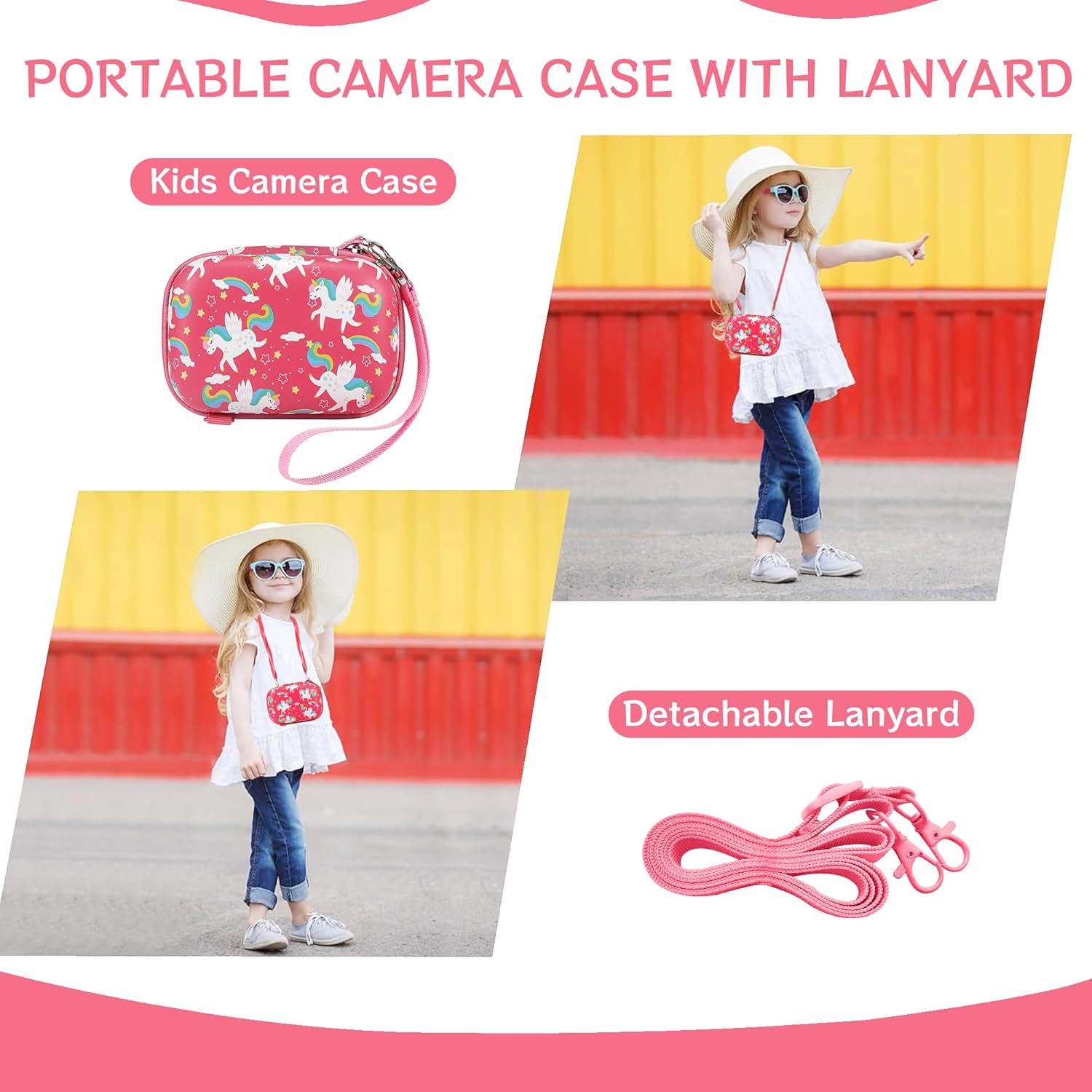 Leayjeen Kids Camera Case Compatible with Goopow/Mgaolo/CIMELR/Seckton/OZMI/Dylanto Kids Camera Toys and Children Digital Video Camera,Best Christmas and Birthday Gifts-Pink Unicorn(Case Only) - Image 5