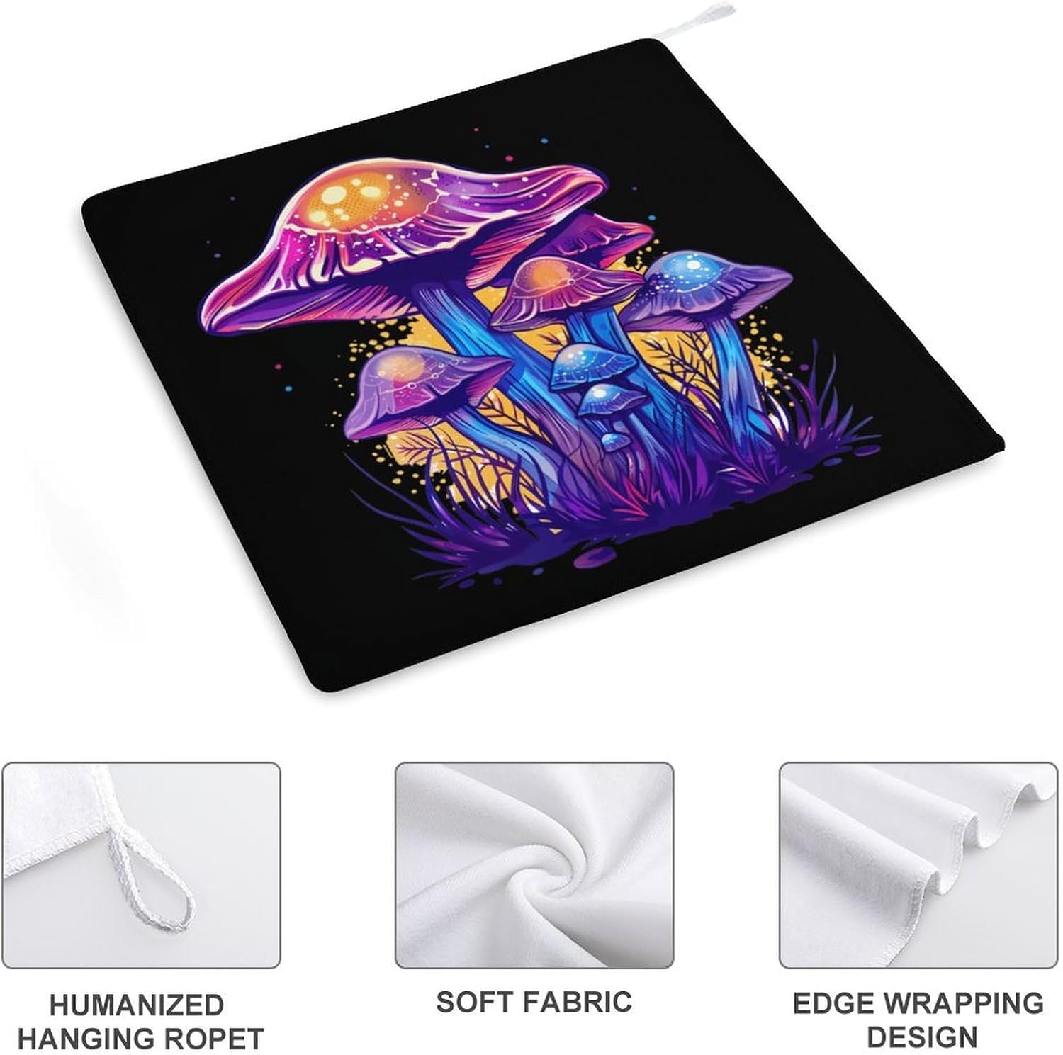 Magic Mushrooms Hand Towels for Bathroom Kitchen Towels Small Towel Handkerchiefs with Hanging Loop 4PCS