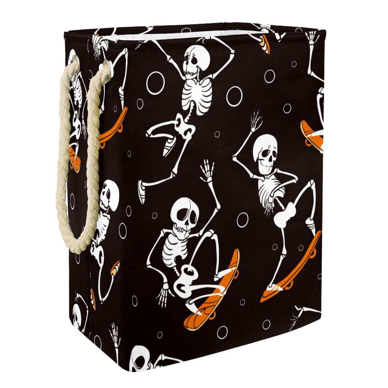 Panier à linge imprimé squelettes Halloween en tissu imperméable
