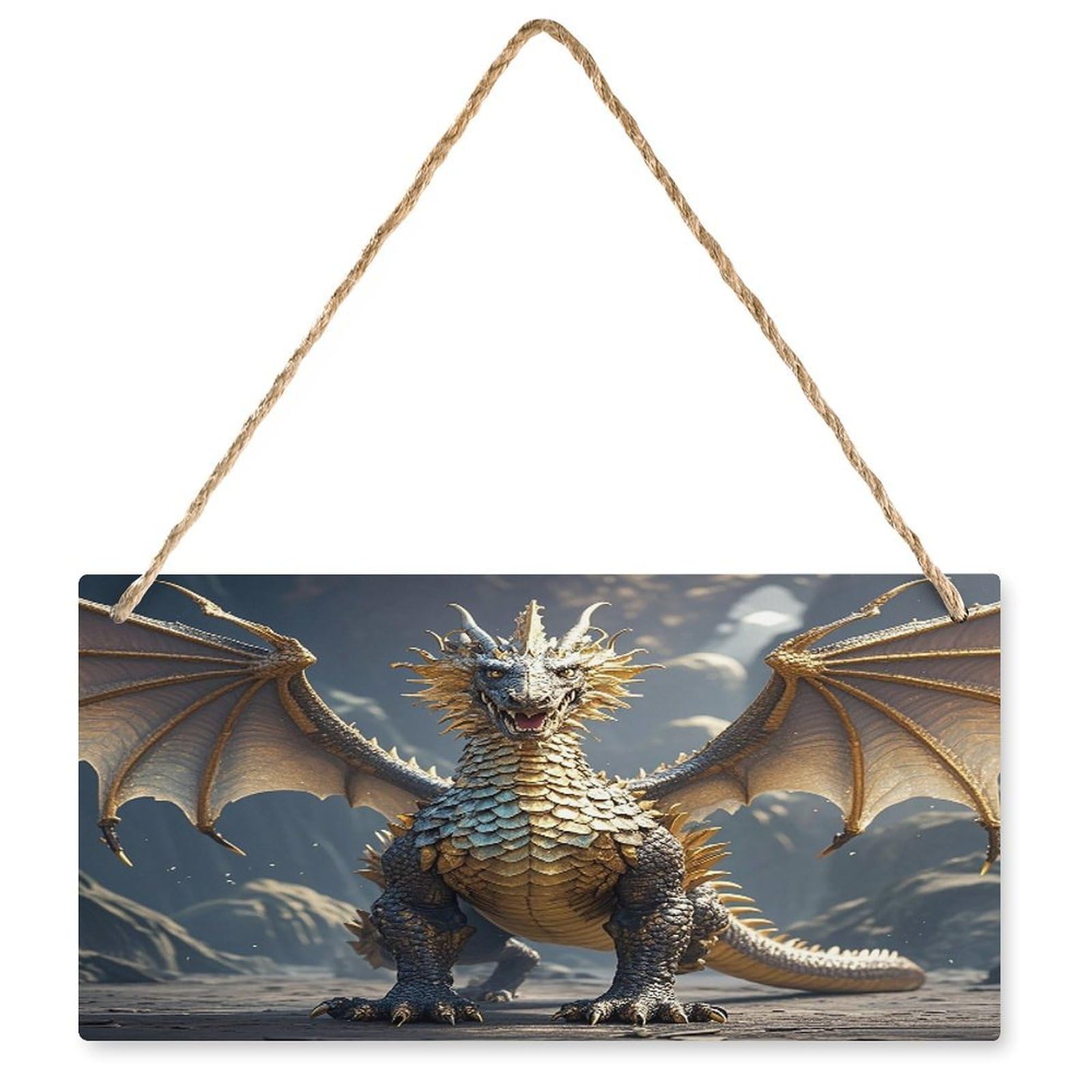 Letrero de dragón de madera rústica para decorar el salón y dar la bienvenida en la puerta