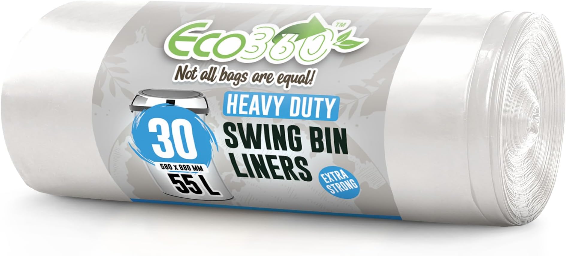 EcoBag30 Heavy Duty Swing Bin Liners White EcoBag, 55Litre, (225)