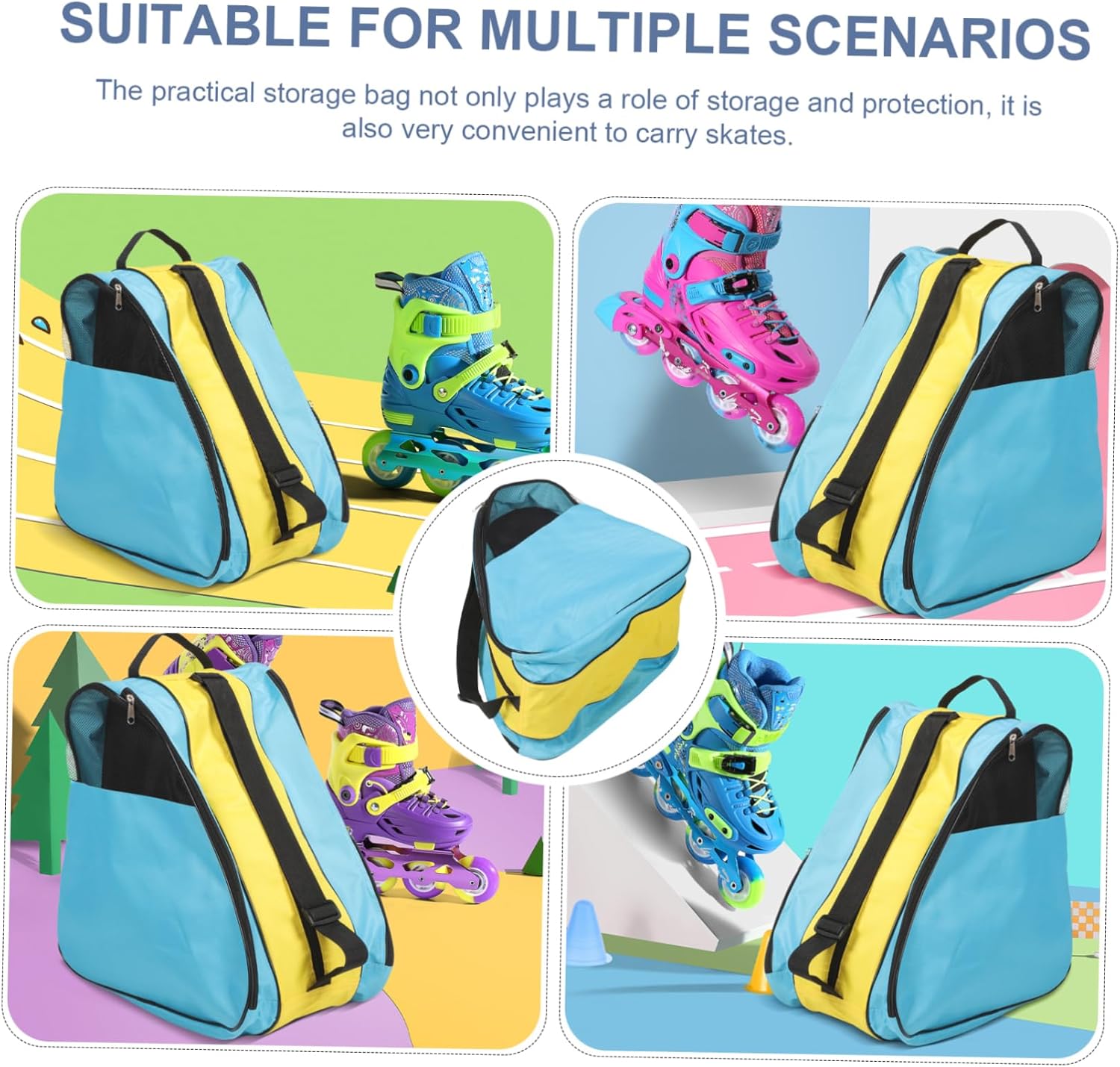Roller Skates Backpack for Women Men Boys Skating Bag Zipper Skates Storage Pouch Carrier Sport Bag