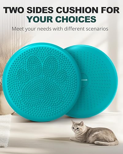 Vista 2 de Trideer Cojín tambaleante con bomba de inflado, asiento para niños sensoriales (varios colores), disco de equilibrio (extra grueso)