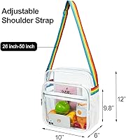 Vista 32 de Bolsa transparente aprobada para estadios, bandolera transparente con correa ajustable para conciertos, eventos deportivos Negro