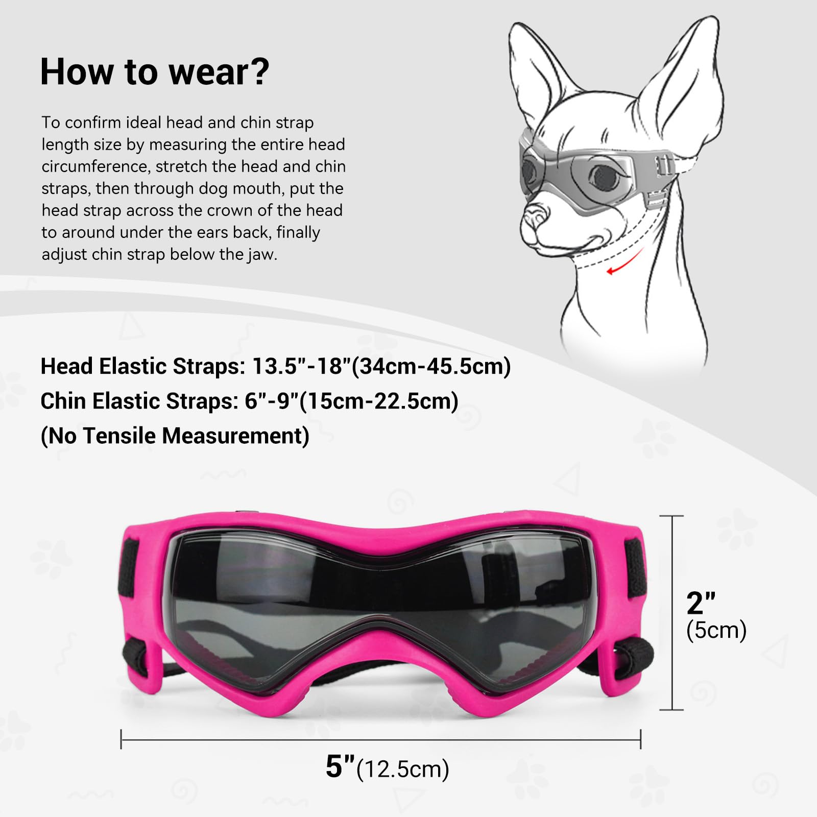 Occhiali da Sole per Cani Occhiali Protettivi per Cani Occhiali da Sole Anti-UV Protezione per gli Occhi per Cani Piccoli/Medi - Rosa