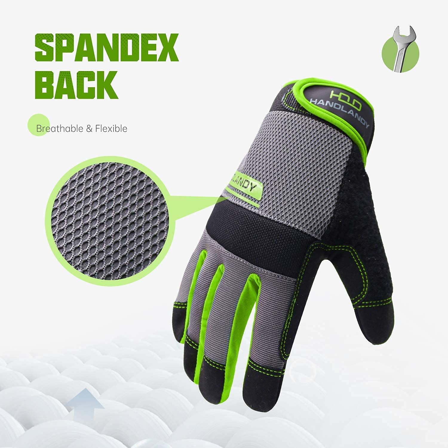 HANDLANDY Bundle - 2 Pairs: Rose Pruning Long Gardening Gloves, Mechanic Working Touch Screen Yard Work Gloves - Beige, Green, Medium