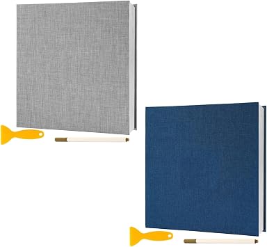 Photo Album Self Adhesive Pages Scrapbook Magnetic Photo Albums with Sticky Pages for 4x6 5x7 8x10 Pictures Books with A Metallic Pen for Baby Family Wedding 11x10.6 Grey & Blue 40 Pages