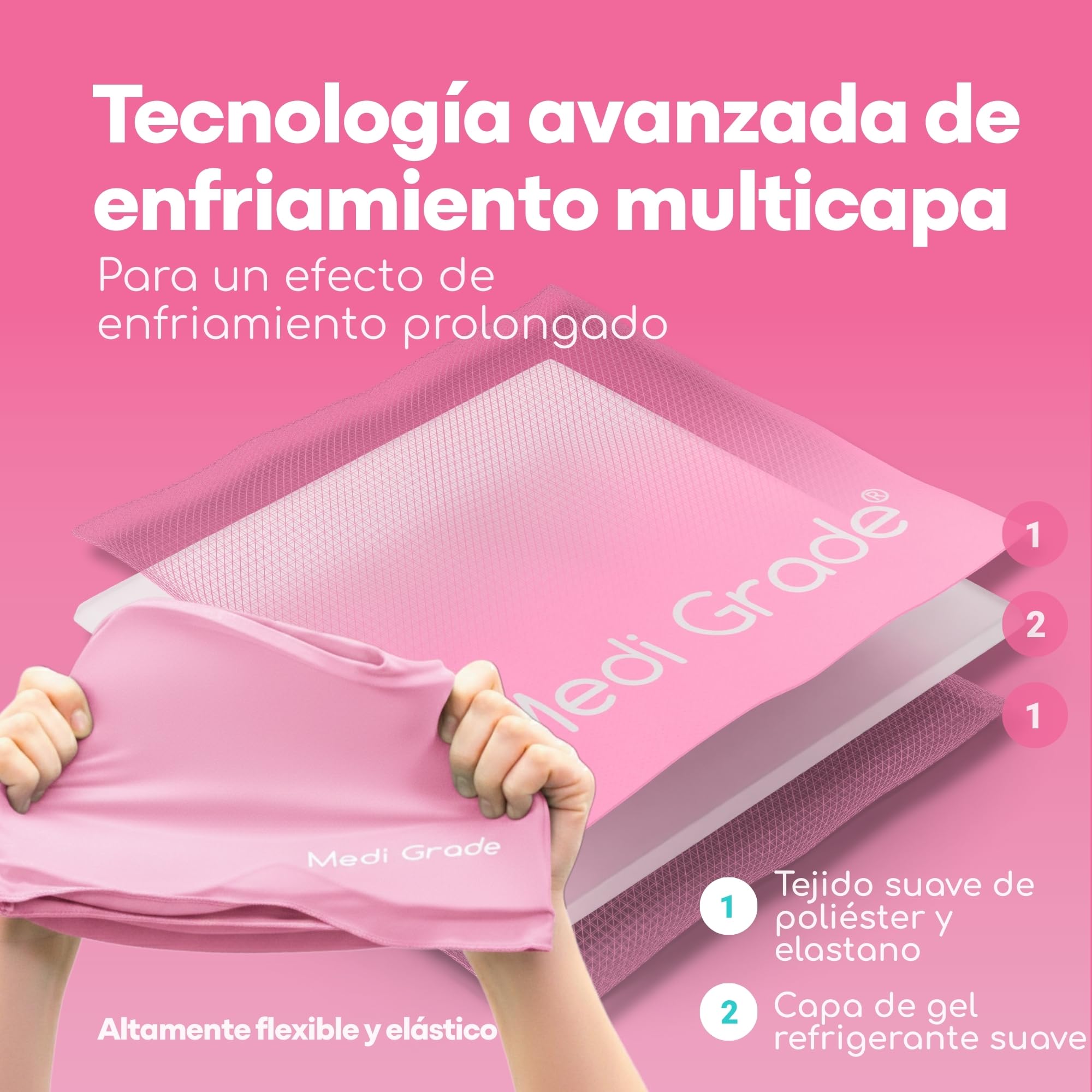 Medi Grade Gorro para Aliviar la Migraña 360 de Cobertura Total, Rosa – Gorro para Migrañas de Compresión Refrigerante – Reutilizable, Tejido Flexible y Suave que Bloquea la Luz – Terapia de Frío