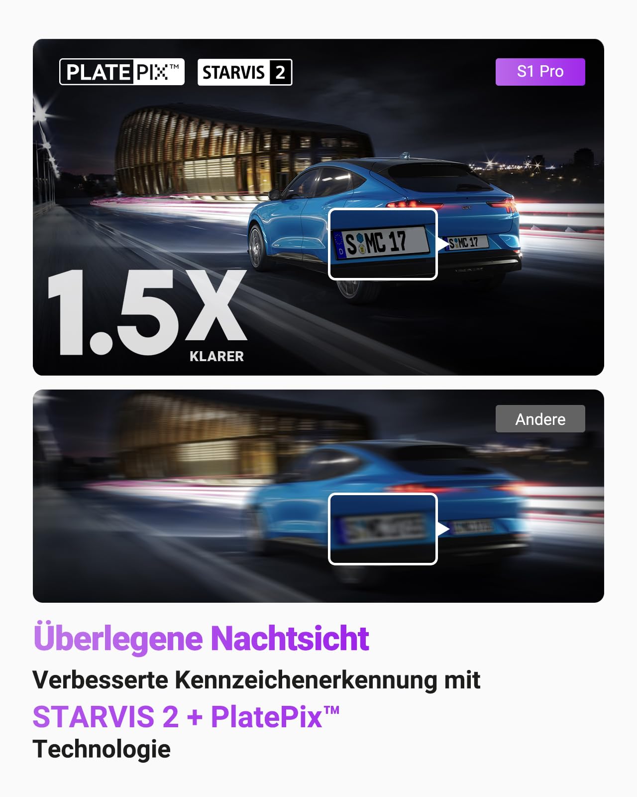 VANTRUE S1 Pro Dashcam 2,7K+1080P Dual 60fps Vorne und Hinten, 5GHz WLAN GPS Auto Kamera mit STARVIS 2 Nachtsicht, 24h Parküberwachung Nachtsicht, Superkondensator G-Sensor Loop-Aufnahme APP, 512GB