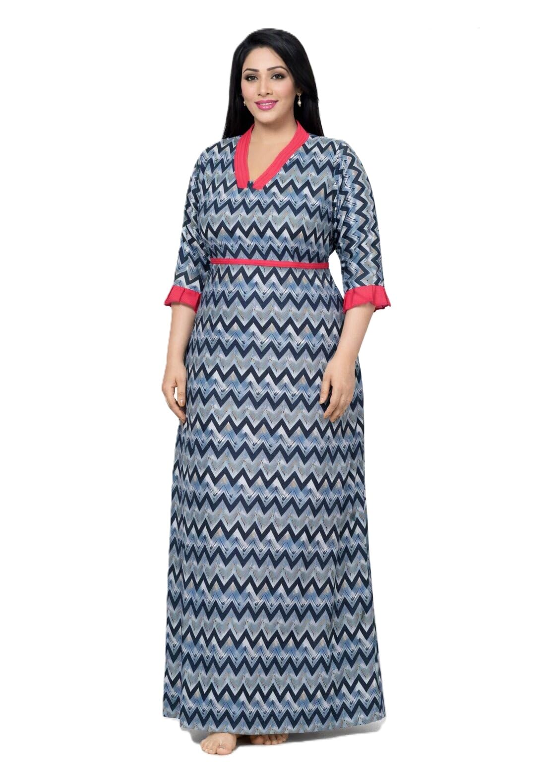 Women's Satin Nightgown, Full Length Printed Night Dress with Short Sleeves, Relaxed Fit Sleep for Comfortable Home Use-image-28