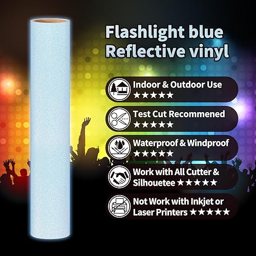 Miniatura 6 de AHIJOY Vinilo adhesivo permanente reflectante azul de 12 pulgadas x 5 pies, vinilo adhesivo para autos, bicicletas, calcomanías, pegatinas, señales