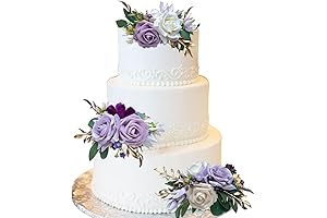 Purple Flower Cake Toppers - Set of 3 Graceful Artificial Cake Decorations