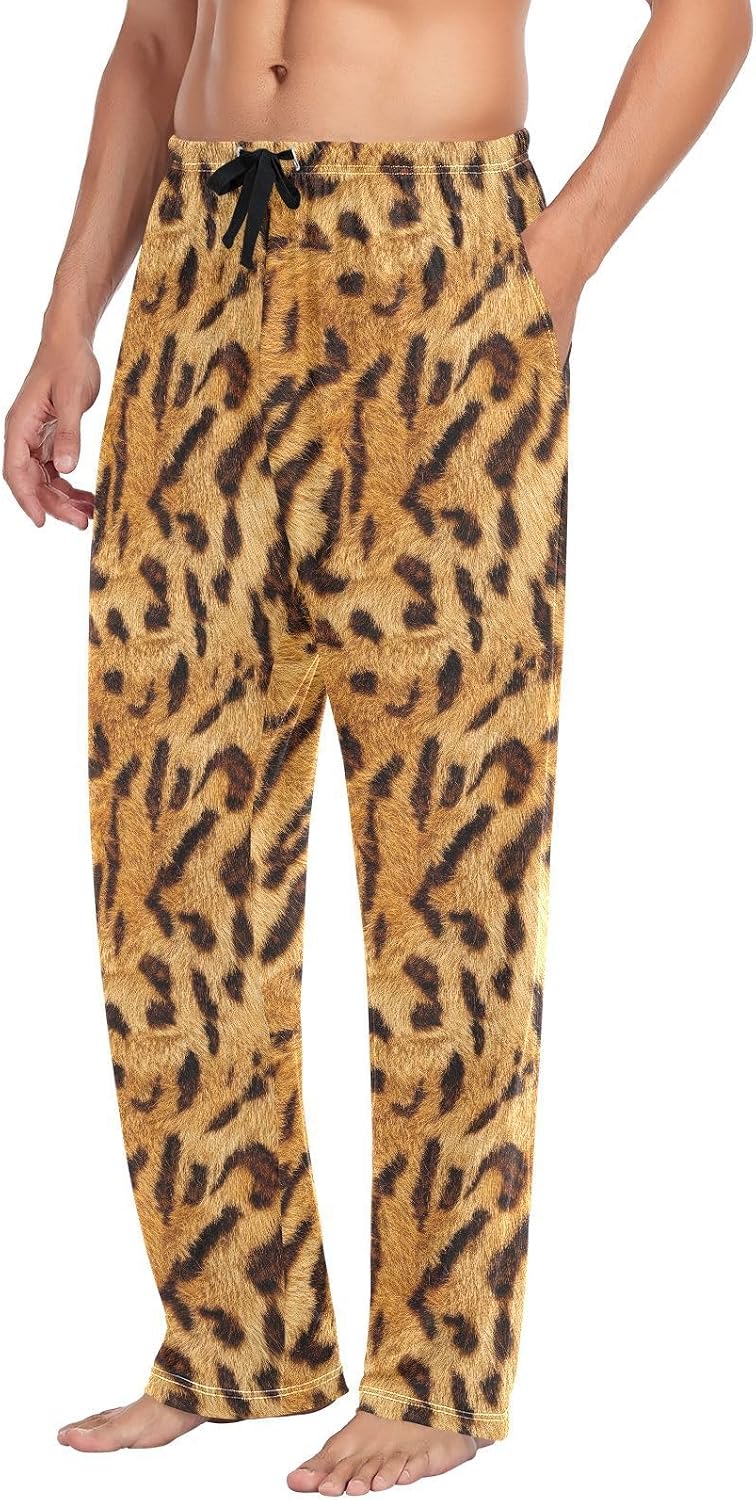 ALAZA Abstract Tiger Print Men's Pajama Pants Men Cotton Pajama Bottoms with Pockets, S