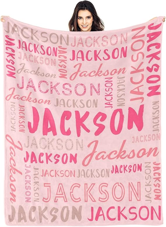 Personalized Name Blanket Customized Baby Blankets for Girls Boys Adults Monogrammed Blankets and Throws Christmas Birthday Mothers Fathers Valentines Day Gift