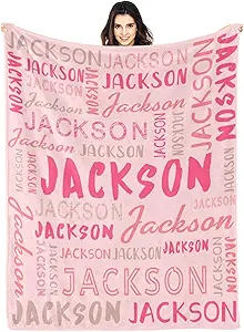 Personalized Name Blanket Customized Baby Blankets for Girls Boys Adults Monogrammed Blankets and Throws Christmas Birthday Mothers Fathers Valentines Day Gift
