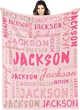 Personalized Name Blanket Customized Baby Blankets for Girls Boys Adults Monogrammed Blankets and Throws Christmas Birthday Mothers Fathers Valentines Day Gift