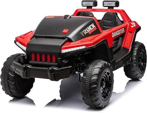 Vehículo eléctrico de 24 V y 2 plazas para niños con batería 24V7A, con motor potente de 2 x 200 W, motor fuerte silencioso, asiento de cuero,