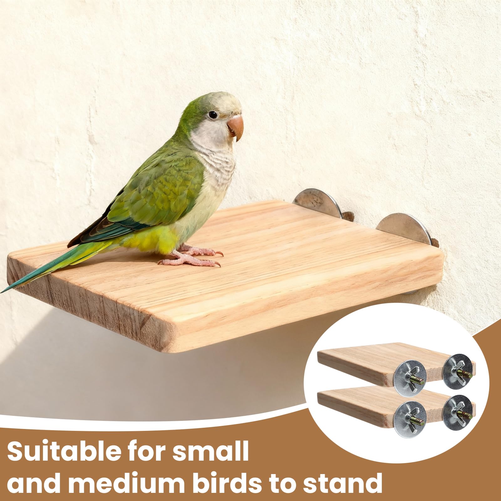 2 Plateformes Bois Naturel pour Oiseaux 13×9 CM, Perchoirs Rectangulaires Accessoires Cage à Oiseaux, Perchoir en Bois pour Perruche Canari Calopsitte Perroquet Hamster Cochons d’Inde