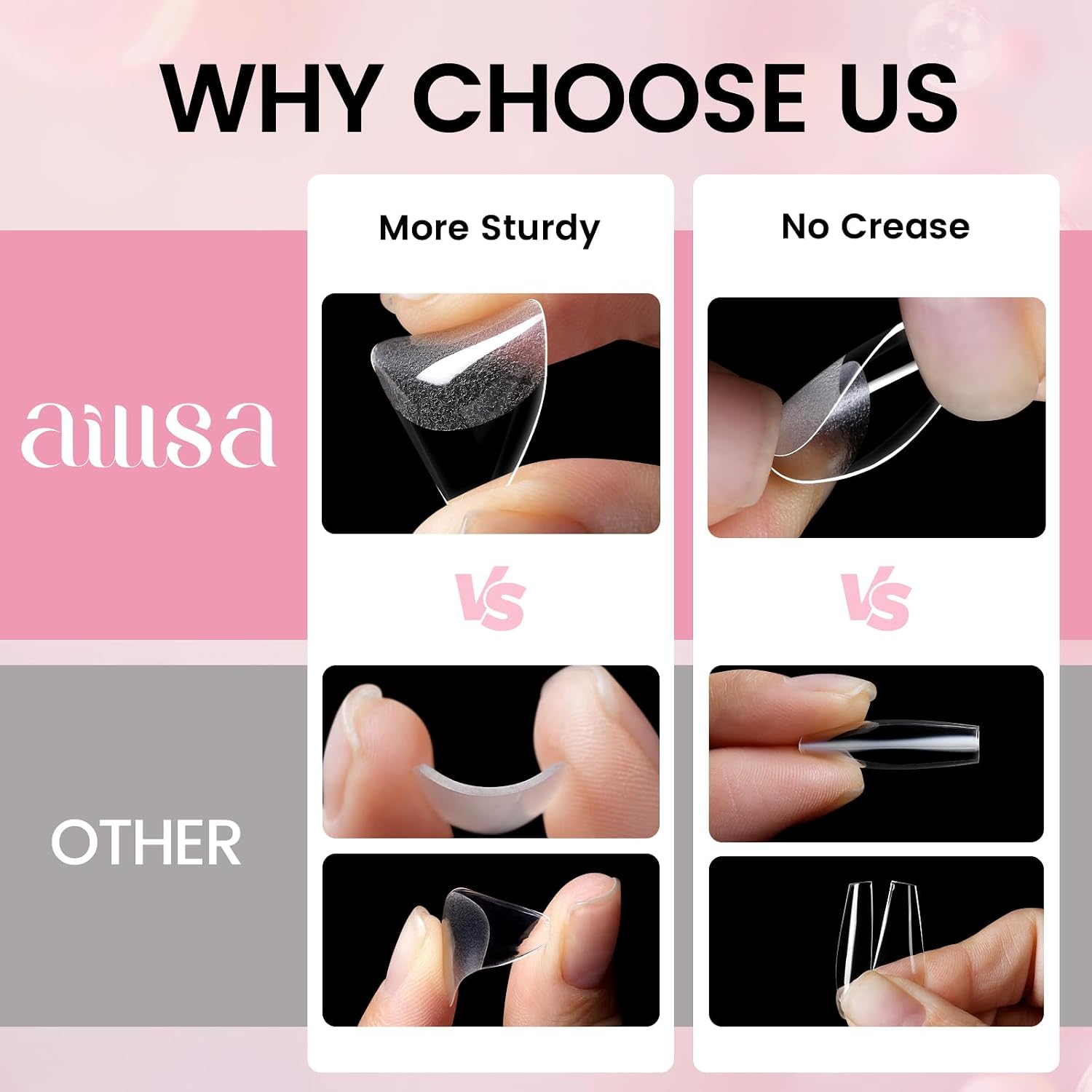 AILLSA Gel Nail Extension Kit Short Almond Nail Tips, Nail Glue & U V Lamp