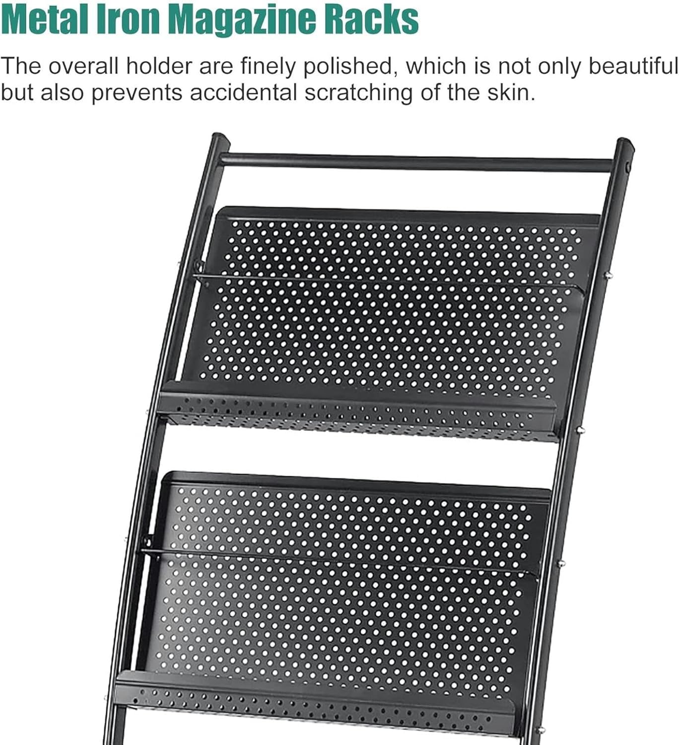 Office/Salon Magazine Rack Brochure Display Stand Floor Standing, Rolling Literature/Journals/Information Racks with Wheels, 48cm Wide Large Capacity Display-1PC-