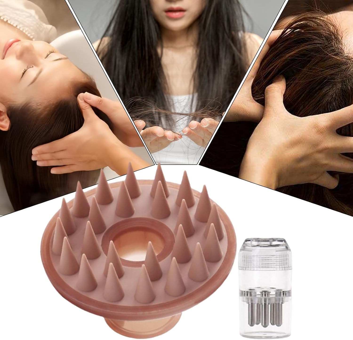 Magnetic Hair Oil Applicator, Silicone Scalp Massager, Detachable Hair Brush with Sturdy Feature, Liquid Dispenser Applicator with Comfortable Design, Scalp Massager Brush for Shower and Spa