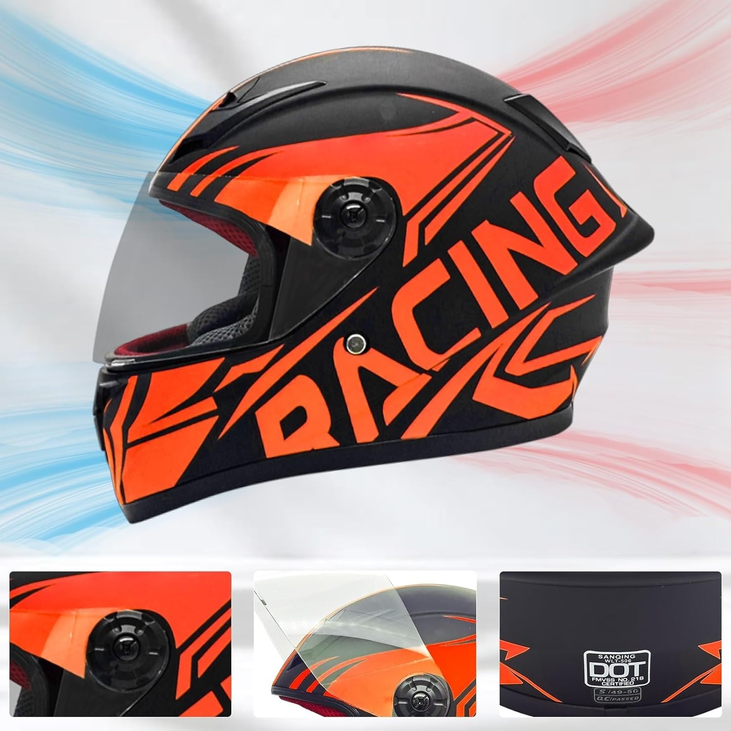 Integralhelm für Kinder, Motorradhelm, Motocross, Dirtbike, ATV, BMX, Go-Kart, Offroad, 4-Rad, für Jungen und Mädchen, mit Sonnenblende, DOT/ECE-Zulassung B,L=51-52cm