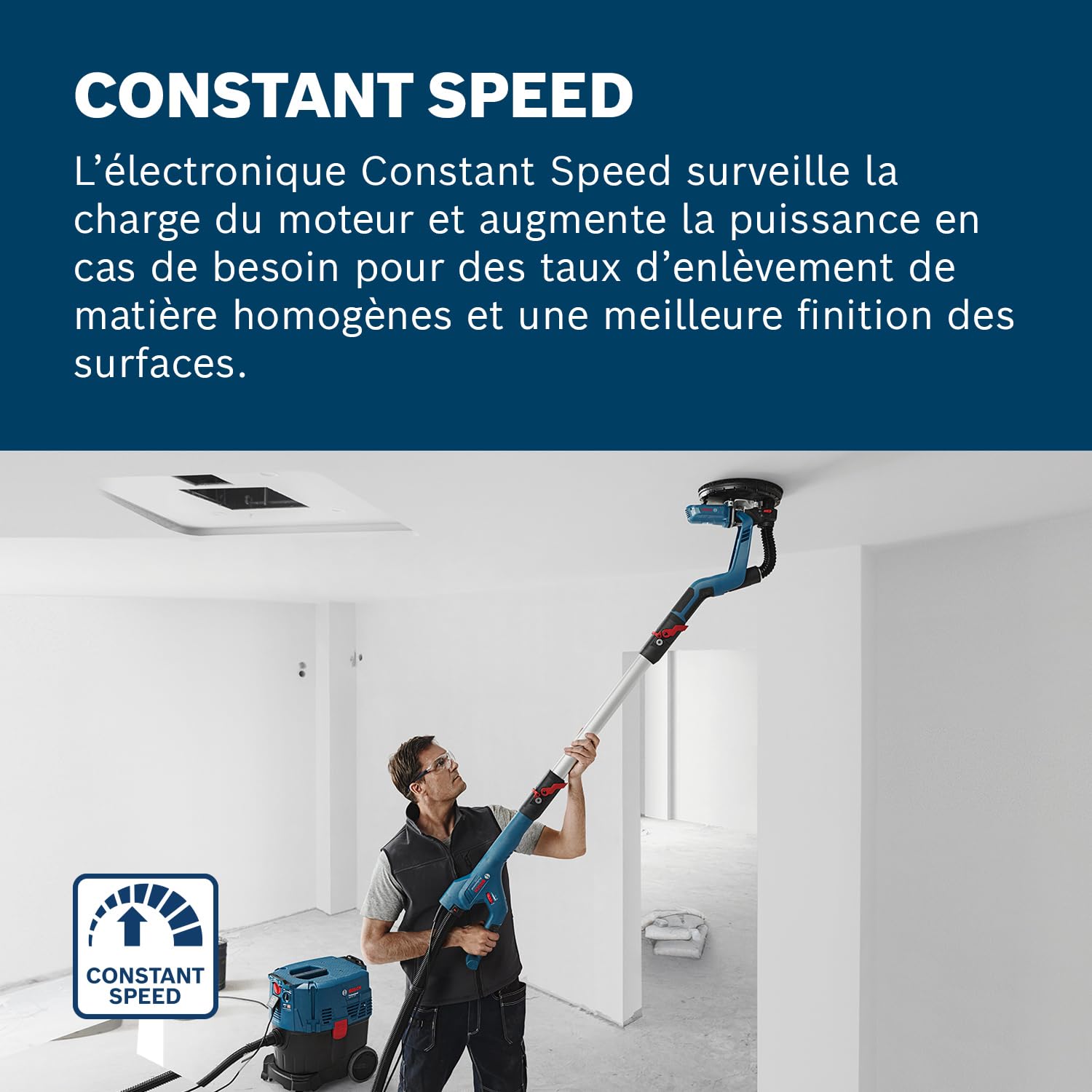 Bosch Professional ponceuse plaquiste GTR 55-225 (550 W, Ø de plateau de ponçage 215 mm, avec 1 disque abrasif M480, 1 set de plateaux de ponçage souples, 3 clips de câbles, coffret de transport)