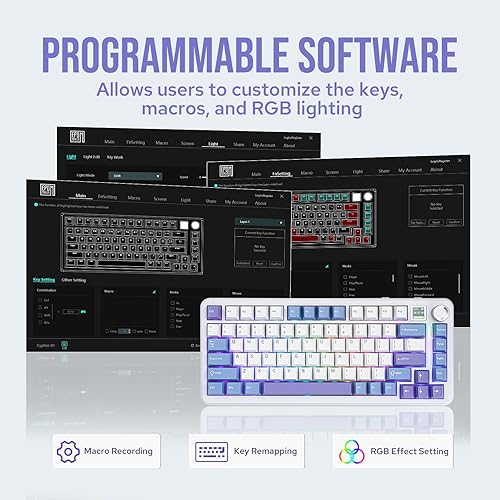 Miniatura 7 de EPOMAKER Cypher81 - Teclado mecánico para juegos con 75% de juntas, con pantalla TFT y perilla, trimodo (tipo-CBT2.4G), intercambiable en caliente,
