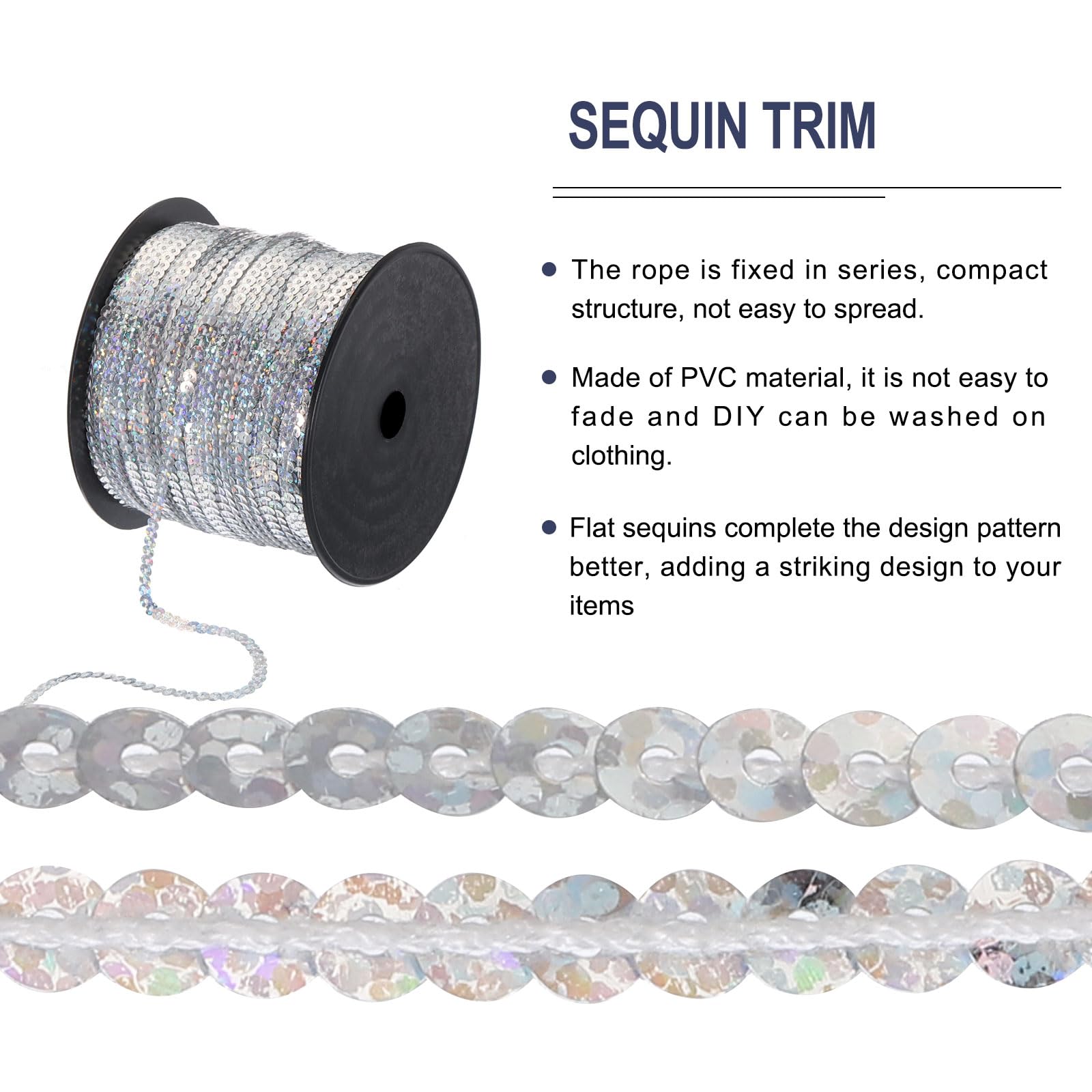 Bande De Paillettes Plates 4 Mm X 200 Yards – Fil PVC Scintillant Pour Couture DIY, Costumes, Artisanat – Couleur Violet Clair