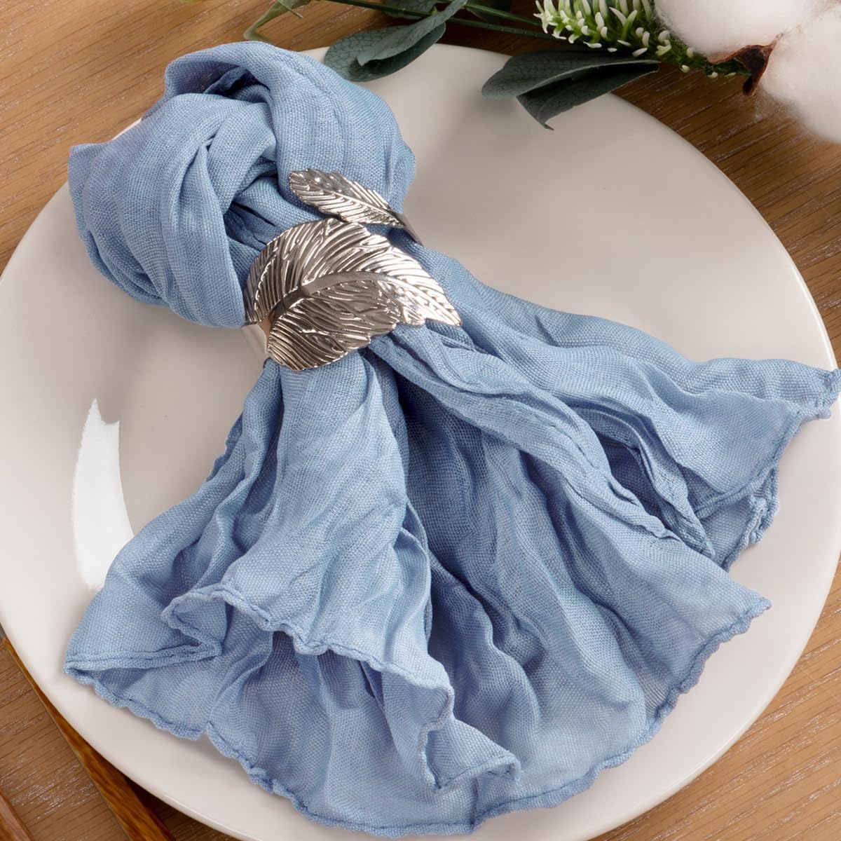MLMC 100 Pack Cheesecloth Napkins Bulk Dinner Cloth Napkins 21"x21" Boho Reusable Napkins in Bulk for Wedding Bridal Baby Shower Events Table Decor Dusty Blue