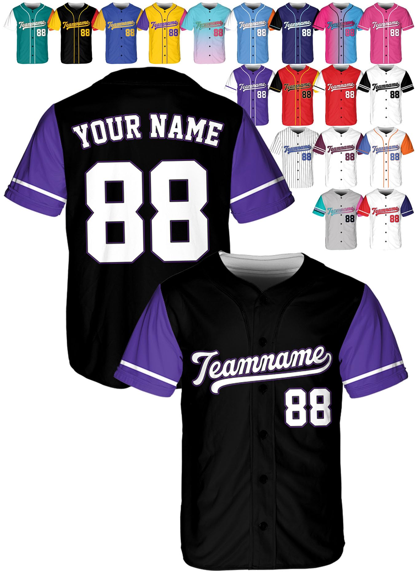 Custom Baseball Jerseys - Personalized Softball Shirts for Men, Women, Boys, and Girls - Customized Team Uniforms for Sports Fans, Teams, Events, Gifts - Add Your Name, Number, Logo
