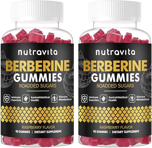 Nutravita Gomitas de berberina con canela de Ceilán, 1500 mg de berberina de alta potencia, suplemento para apoyo inmunológico y metabolismo,