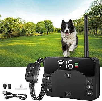 Wireless Dog Fence, Electric Fence for Stubborn Dogs, Shock Training Collar with Remote, Waterproof Rechargeable, Adjustable Range Control, Pets Boundary Containment System,for1dog
