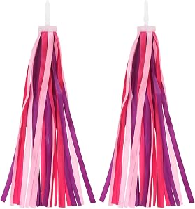 PATIKIL Bike Streamers, Colorful Scooter Handlebar Tassels Grips Ribbon Accessories Decorations for Girls Bicycle Tricycle Handles, Pink Purple