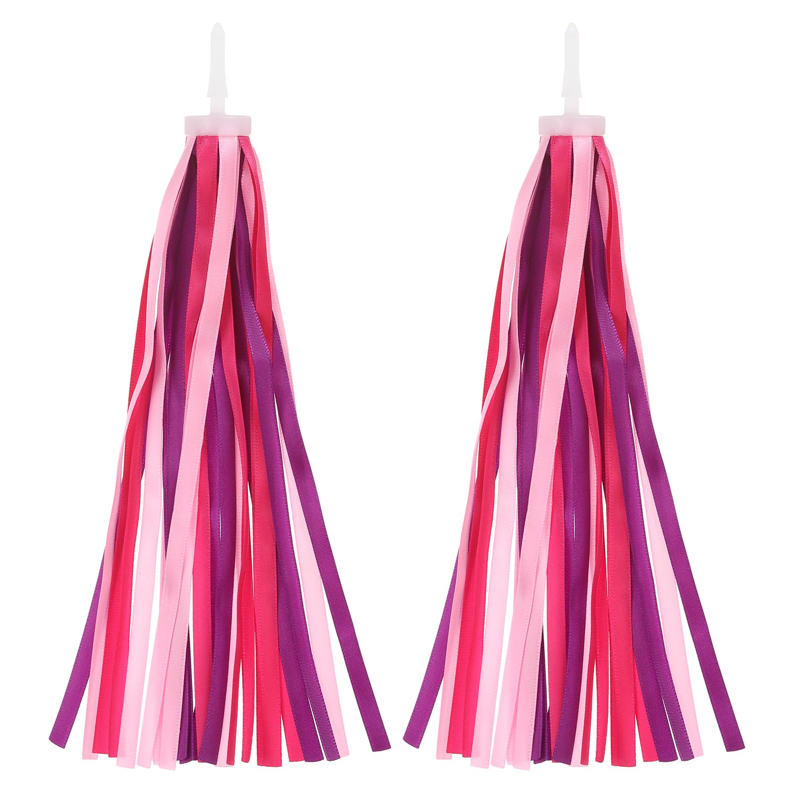 Serpentins De Guidon Vélo Pour Filles - Violet Et Rose - Lot De 2 Pompons Décoratifs Pour Vélo, Scooter, Tricycle - 28 Cm