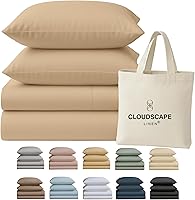 Vista 44 de Cloud Scape Linen - Juego de sábanas de 100% algodón egipcio, tamaño individual, juego de ropa de cama de lujo de 3 piezas, 400 hilos, calidad