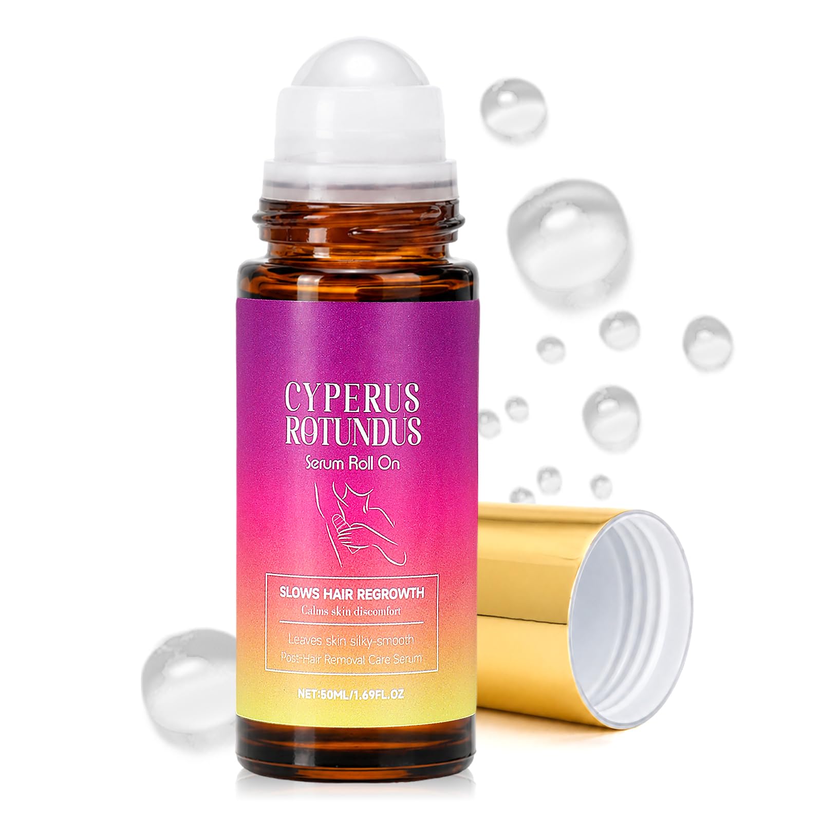 Cyperus Rotundus Post-Hair-Removal Roll-On Serum, Ingrown Hair & Razor Burn Treatment for Men & Women, Non-Greasy Smoothing After-Shave Solution for Sensitive Skin, Slows Hair Regrowth, 1.69 Fl Oz