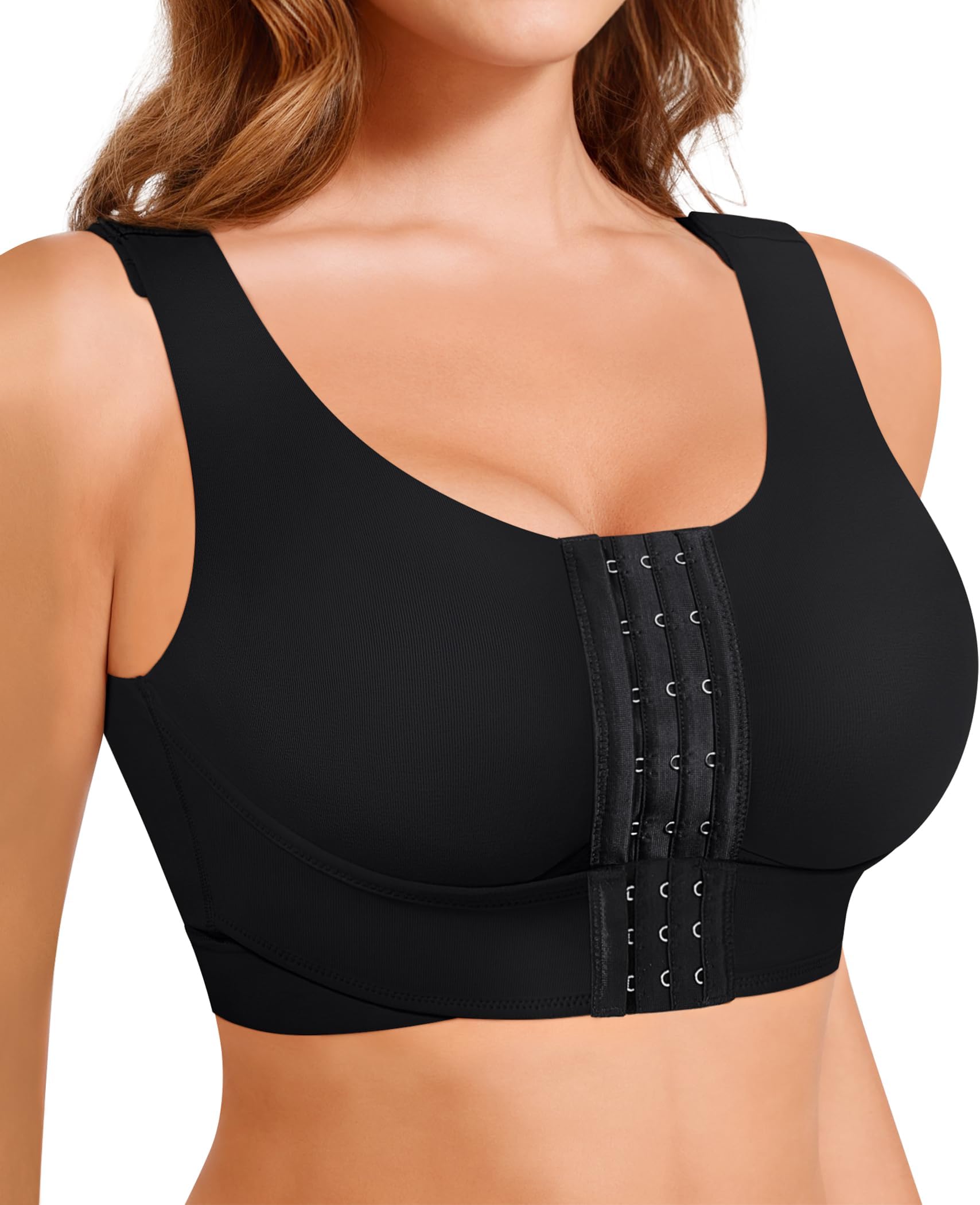 Front Closure Bras for Women Post Surgery Compression Mastectomy Surgical Support Wireless Full Coverage Bra
