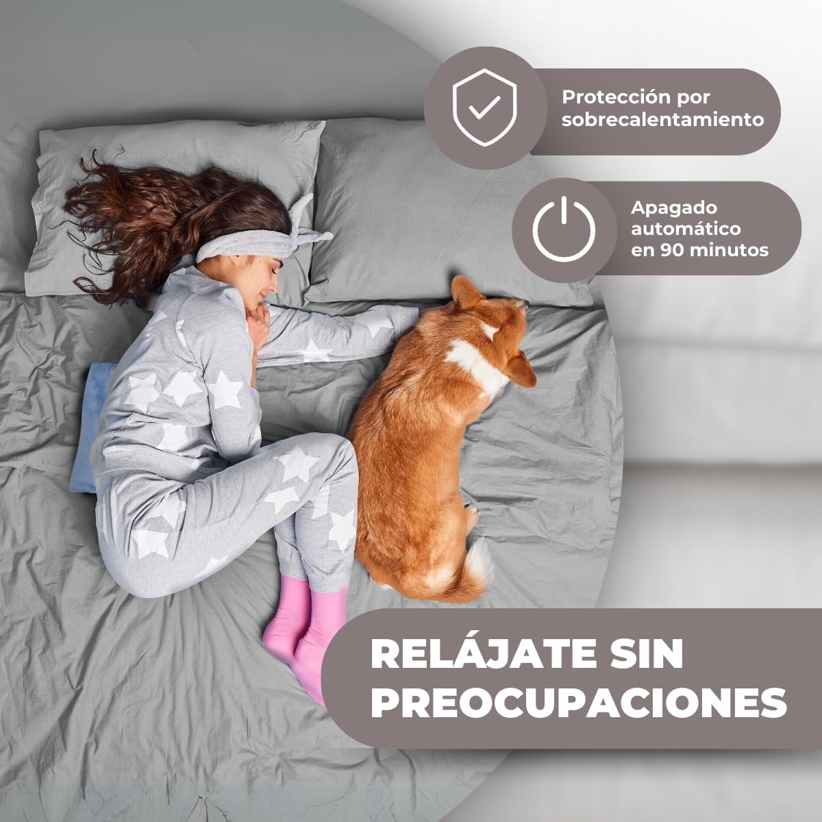 Mobiclinic, Almohadilla eléctrica, Térmica dorsal, 6 niveles de calor, Muy bajo consumo, 100w, Apagado automático, Para espalda, Lumbares y cervicales, Lavable, Esterilla, 40x30