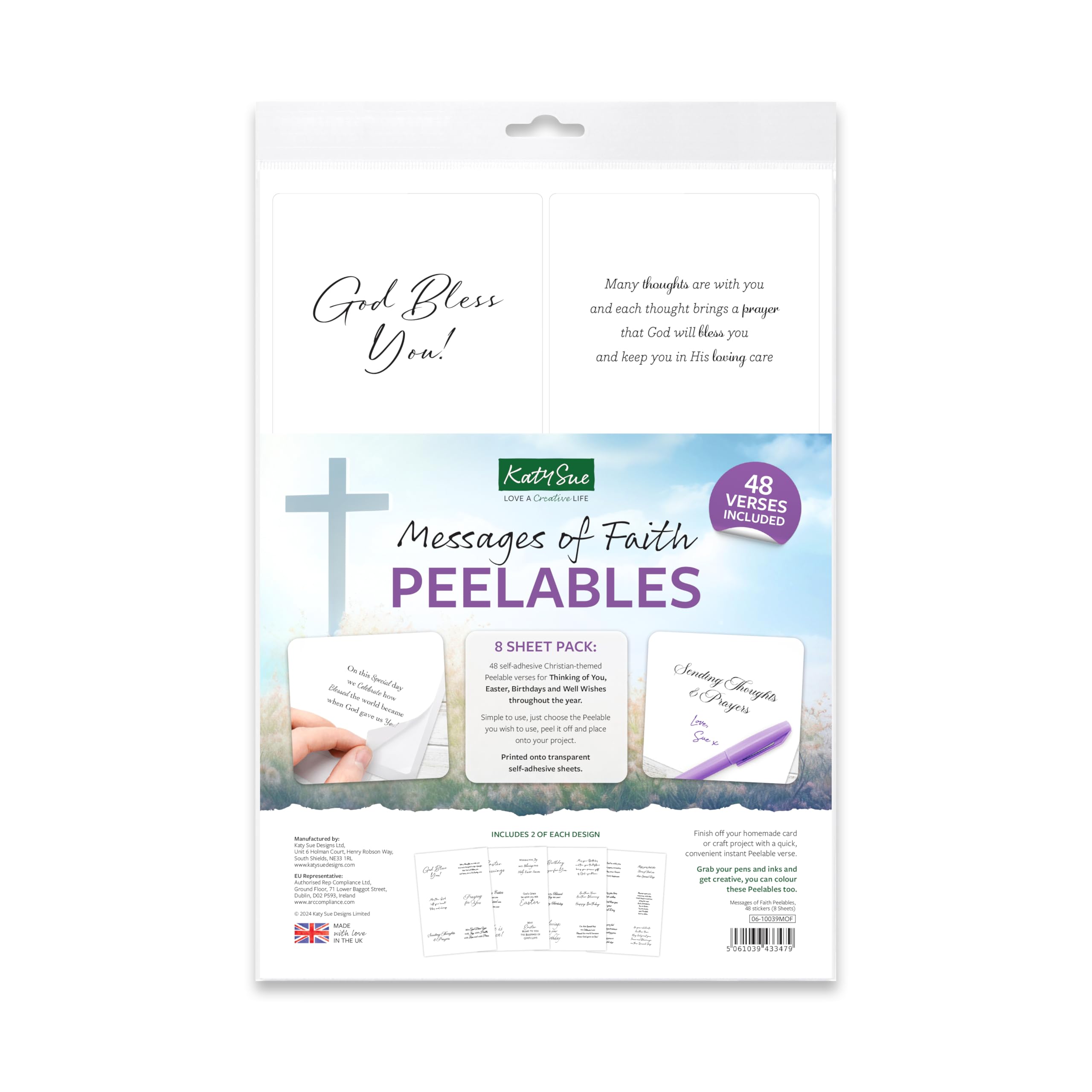 Katy Sue Transparent Messages Of Faith Peelables. 48 Stickers Of Peel Off Christian Verses & Sentiments For Card Making Embellishments & Card Making Accessories For Easter, Birthday & Thinking Of You