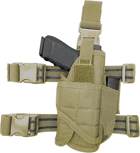 Vista 13 de Funda de pierna caída universal 500D Nylon Compañía americana Funda de muslo con bolsillo para cargador Funda ajustable para arma de fuego se