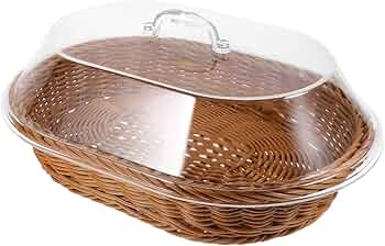 大きな編み籠　バケット Amazon｜SHOWERORO 蓋付きパンかご 編みバスケット フルーツかご 食品