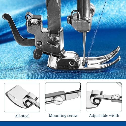 Miniatura 4 de Pies de dobladillo enrollado de costura ajustable, juego de pies de dobladillo enrollado de costura ajustable 2024, bobinas y pie de dobladillo