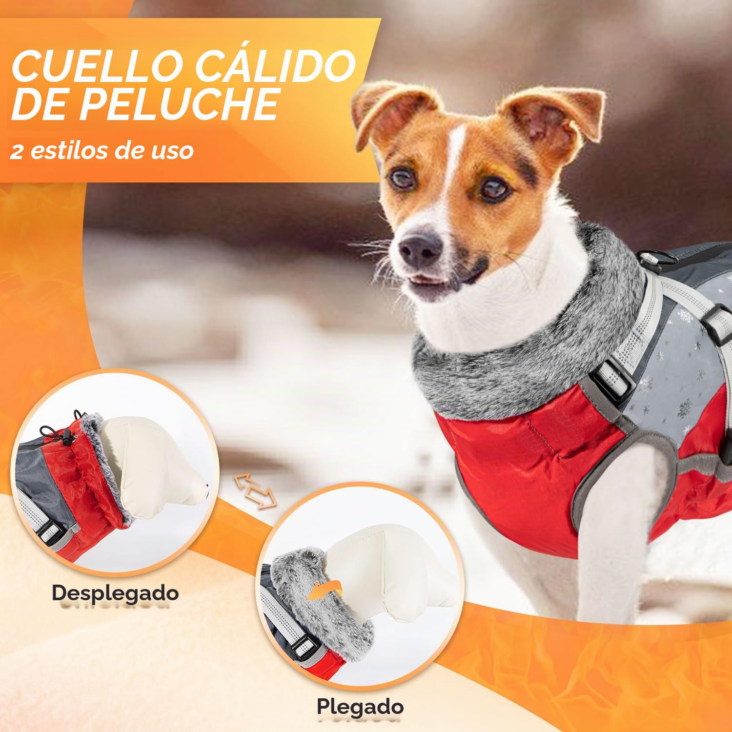 Nasjac Abrigo de Invierno del Perro con el arnés Desmontable, Impermeable Forro Polar Ropa de Abrigo para Perros pequeños medianos Grandes, Reflectante Chaqueta de Piel Ajustable al Aire Libre