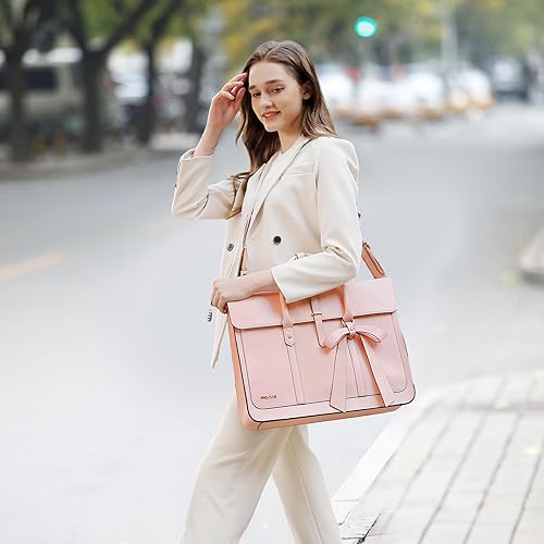 Miniatura 4 de MOSISO Bolsa para laptop para mujer, de piel sintética, de 15 a 15.6 pulgadas, mochila convertible, bolsa de mensajero de 16 pulgadas, bolso casual,