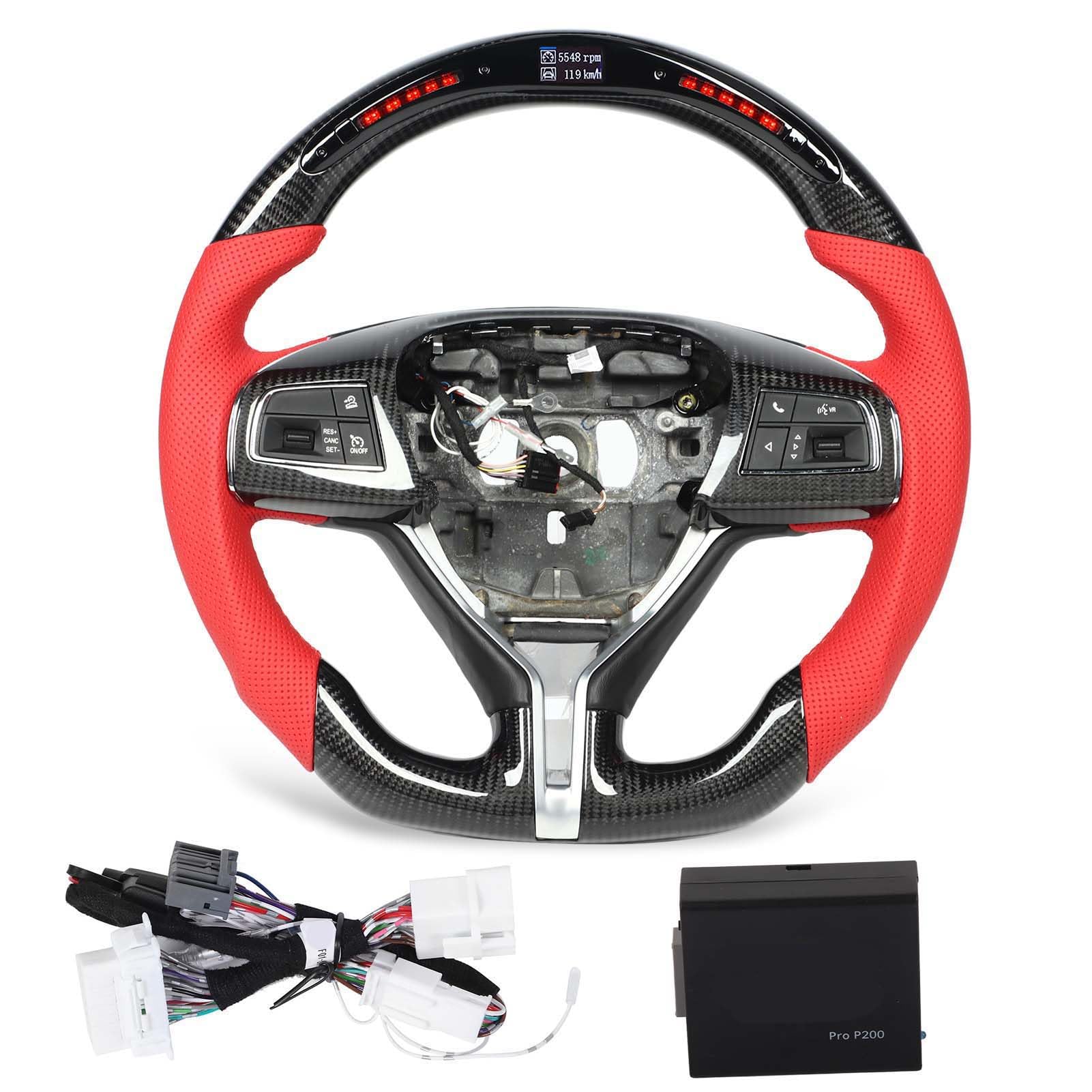 NDNCZDHC Carbon Fiber LED Display Shift Lights Steering Wheel Replacement for Ghibli M157 Quattroporte M156 Levante M161